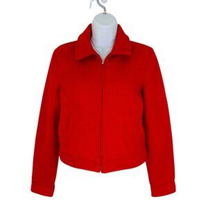 Tahari Women's Size S Wool Blend Tweed Zip Front Red Jacket NEW